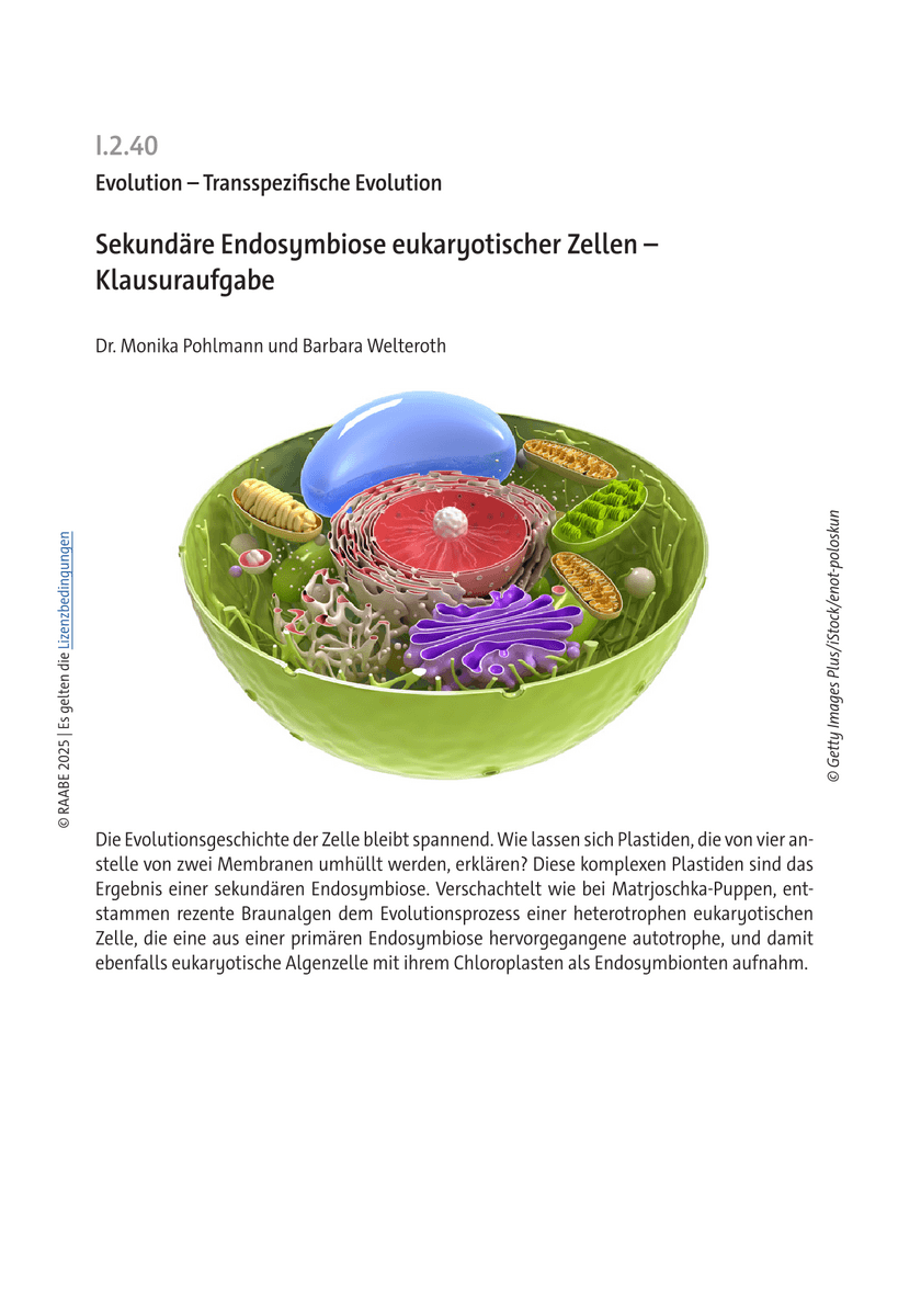 Sekundäre Endosymbiose eukaryotischer Zellen Sekundäre Endosymbiose eukaryotischer Zellen