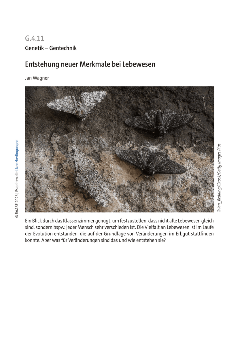 Entstehung neuer Merkmale bei Lebewesen Entstehung neuer Merkmale bei Lebewesen