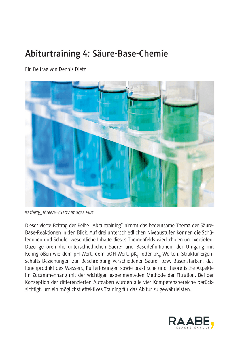 Abiturtraining 4: Säure-Base-Chemie Abiturtraining 4: Säure-Base-Chemie