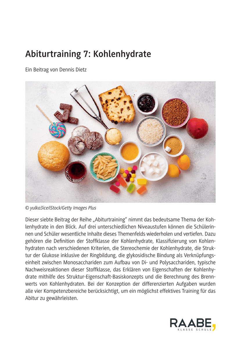 Abiturtraining 7: Kohlenhydrate Abiturtraining 7: Kohlenhydrate