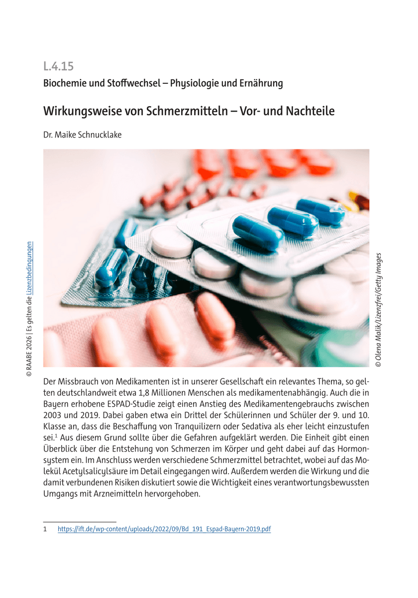 Wirkungsweise von Schmerzmitteln Wirkungsweise von Schmerzmitteln