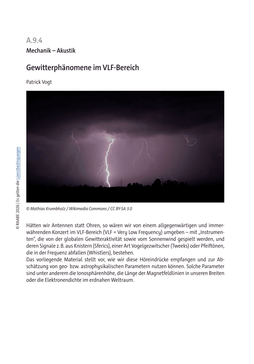 Gewitterphänomene im VLF-Bereich Gewitterphänomene im VLF-Bereich