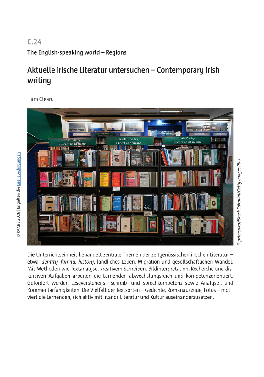 Aktuelle irische Literatur untersuchen Aktuelle irische Literatur untersuchen