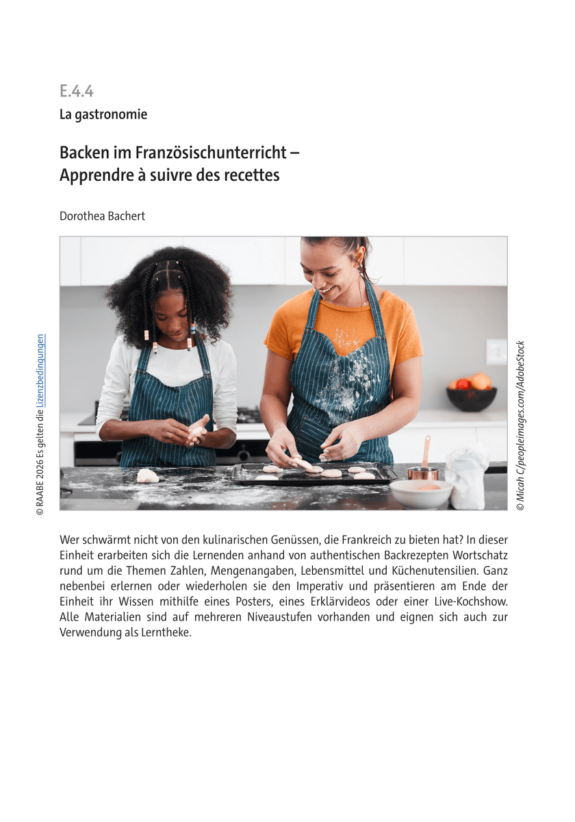 Backen im Französischunterricht Backen im Französischunterricht