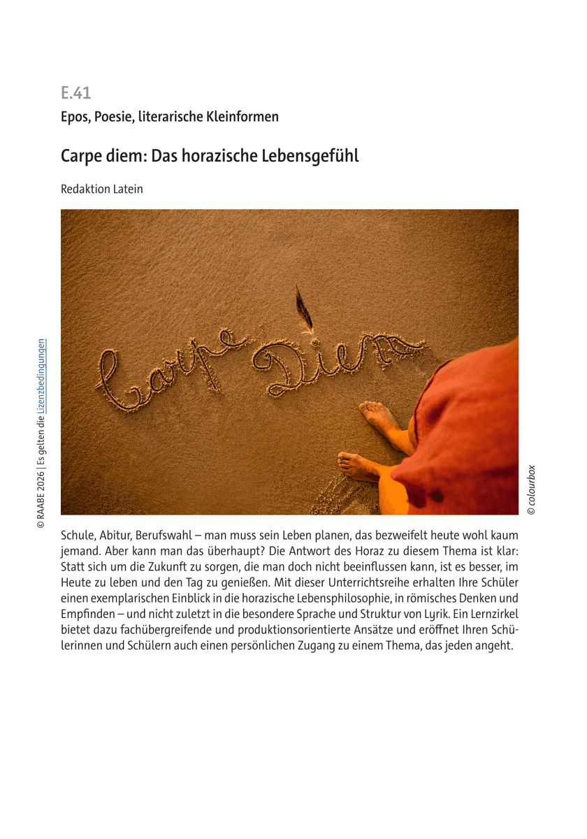 Carpe diem: Das horazische Lebensgefühl Carpe diem: Das horazische Lebensgefühl
