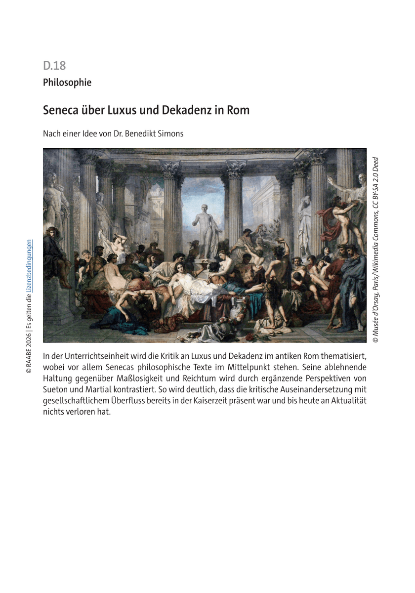 Seneca über Luxus und Dekadenz in Rom Seneca über Luxus und Dekadenz in Rom