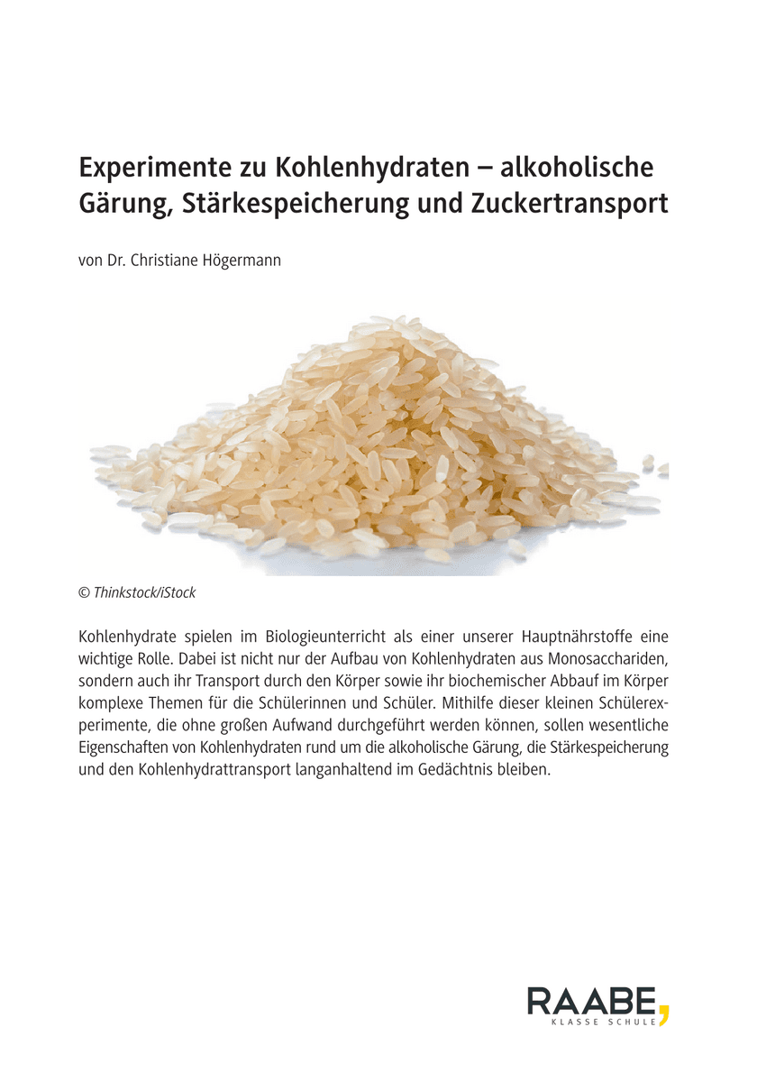 Experimente zu Kohlenhydraten Experimente zu Kohlenhydraten