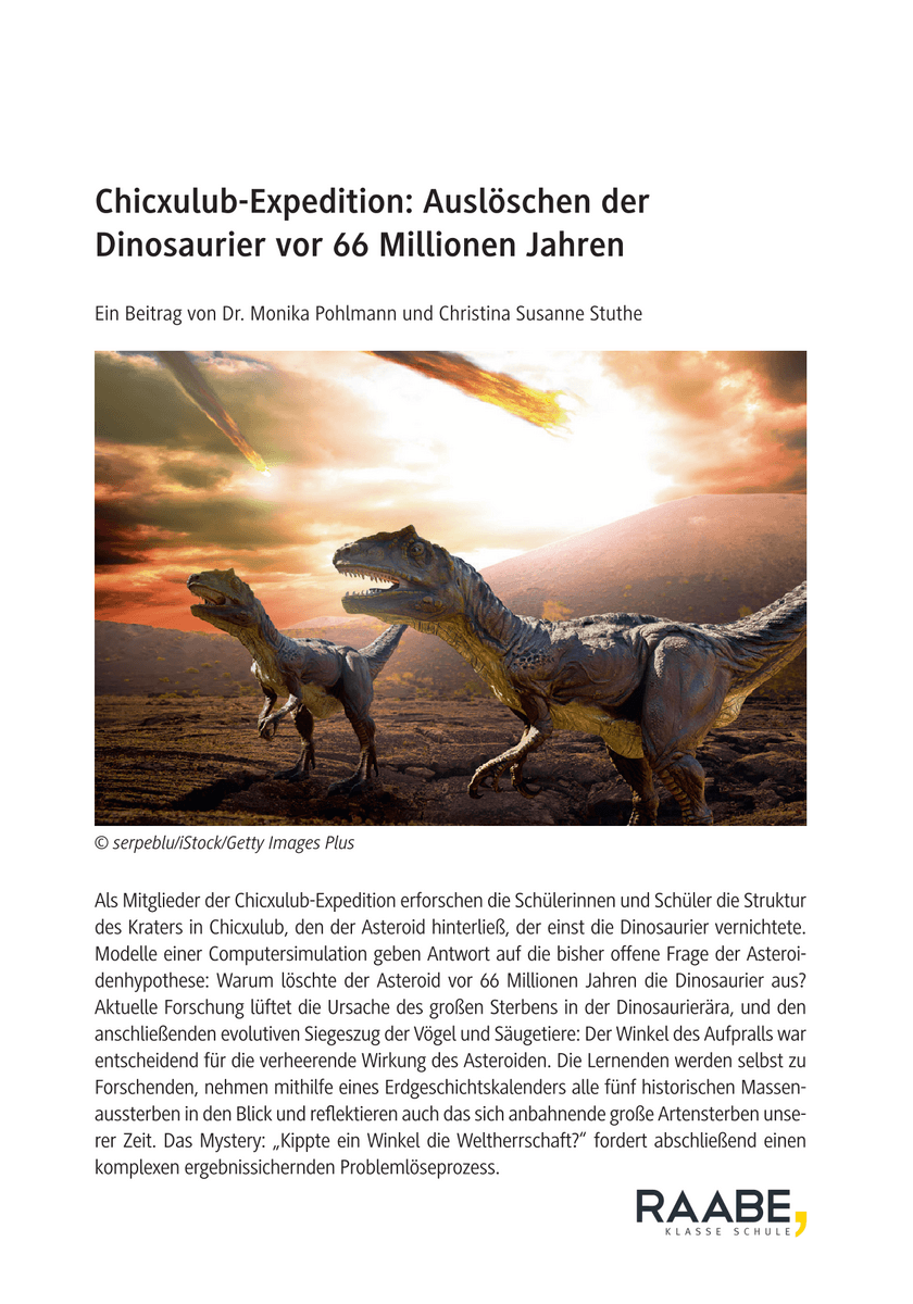 Chicxulub-Expedition: Auslöschen der Dinosaurier vor 66 Millionen Jahren Chicxulub-Expedition: Auslöschen der Dinosaurier vor 66 Millionen Jahren