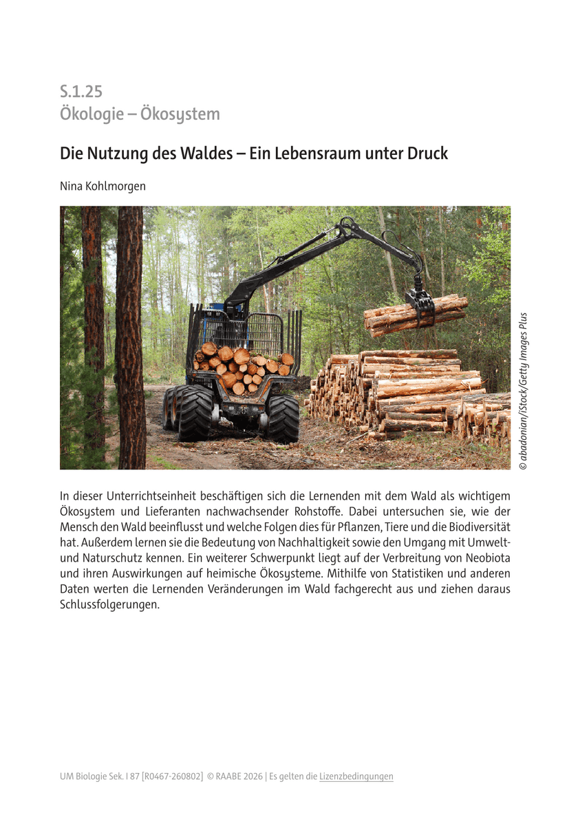 Die Nutzung des Waldes Die Nutzung des Waldes