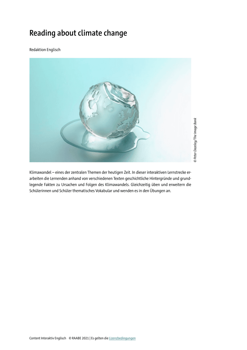 Umgang mit Texten: Reading about climate change Umgang mit Texten: Reading about climate change