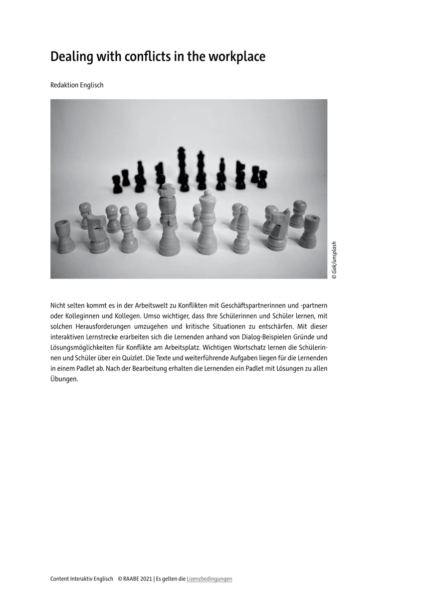Vocabulary: Dealing with conflicts in the workplace Vocabulary: Dealing with conflicts in the workplace