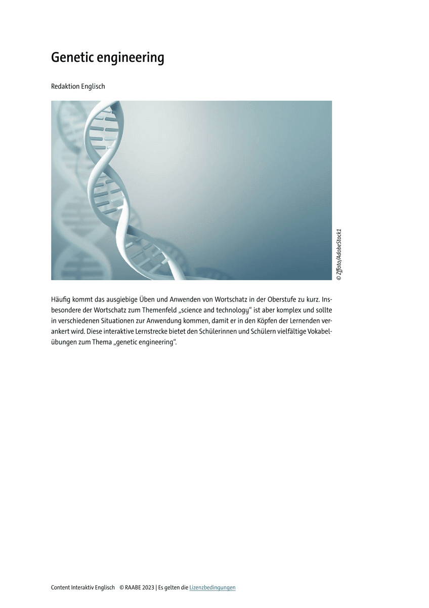 Vocabulary: Genetic engineering Vocabulary: Genetic engineering