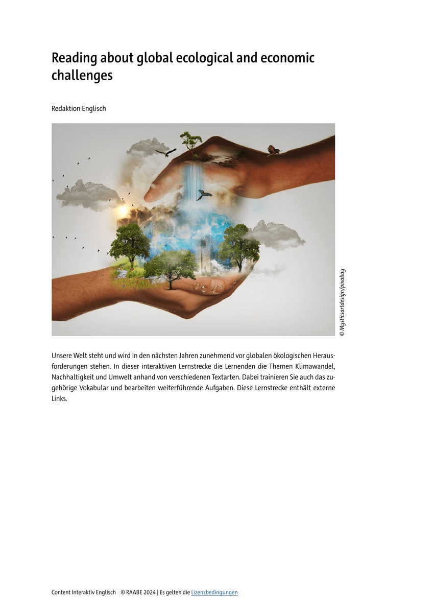 Umgang mit Texten: Global ecological and economic challenges Umgang mit Texten: Global ecological and economic challenges