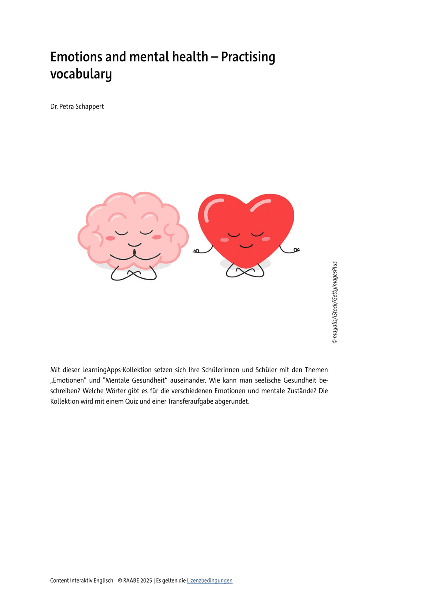 Emotions and mental health – Practising vocabulary Emotions and mental health – Practising vocabulary