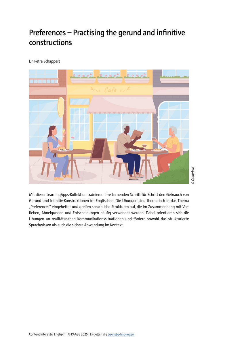 Preferences – Practising the gerund and infinitive constructions Preferences – Practising the gerund and infinitive constructions