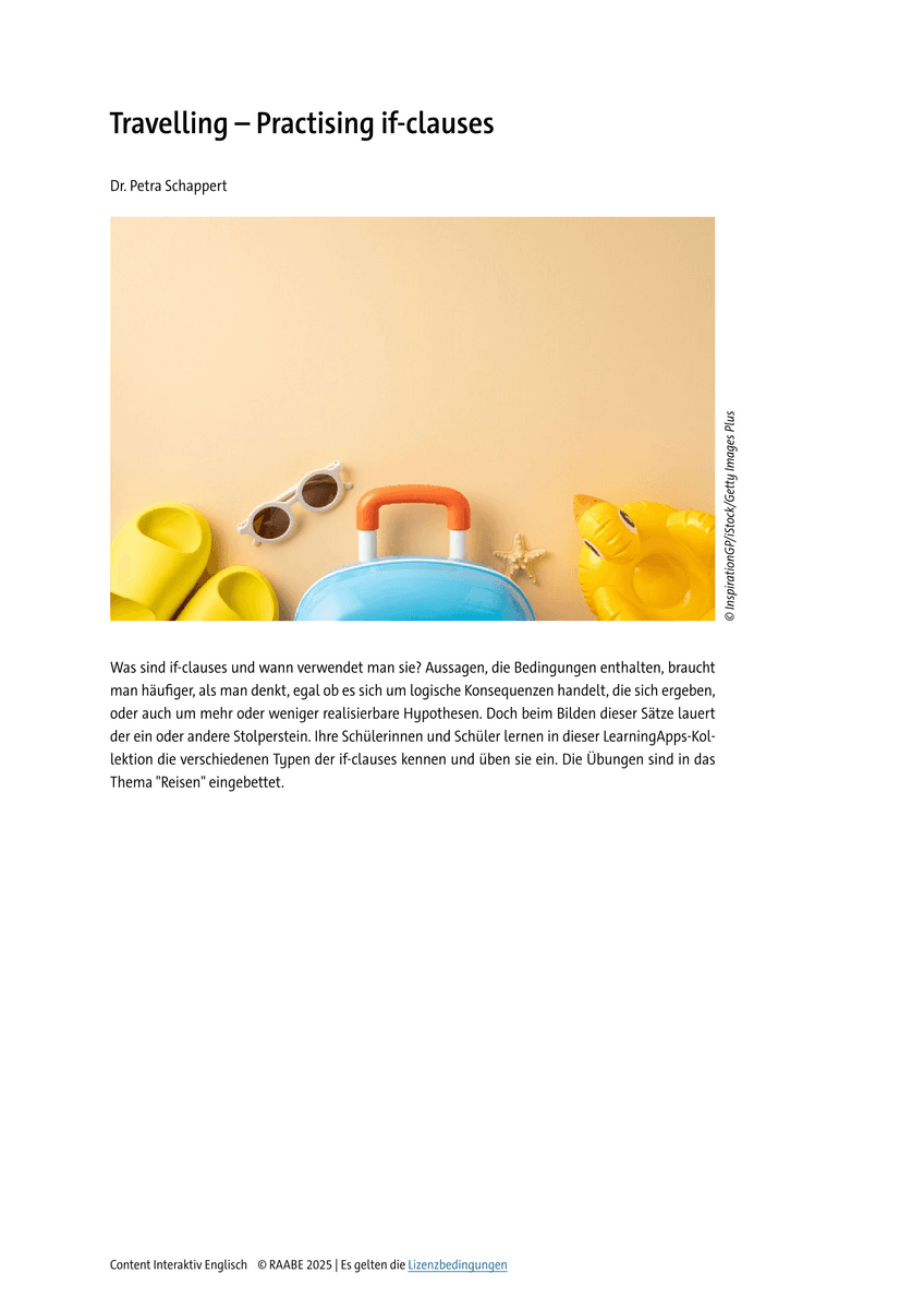 Travelling – Practising if-clauses Travelling – Practising if-clauses