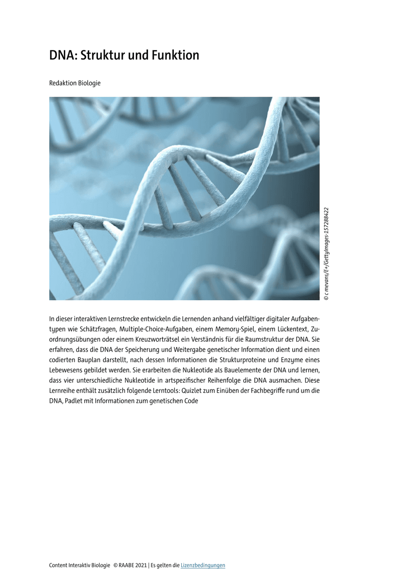 Lernen & Üben: DNA – Struktur und Funktion Lernen & Üben: DNA – Struktur und Funktion
