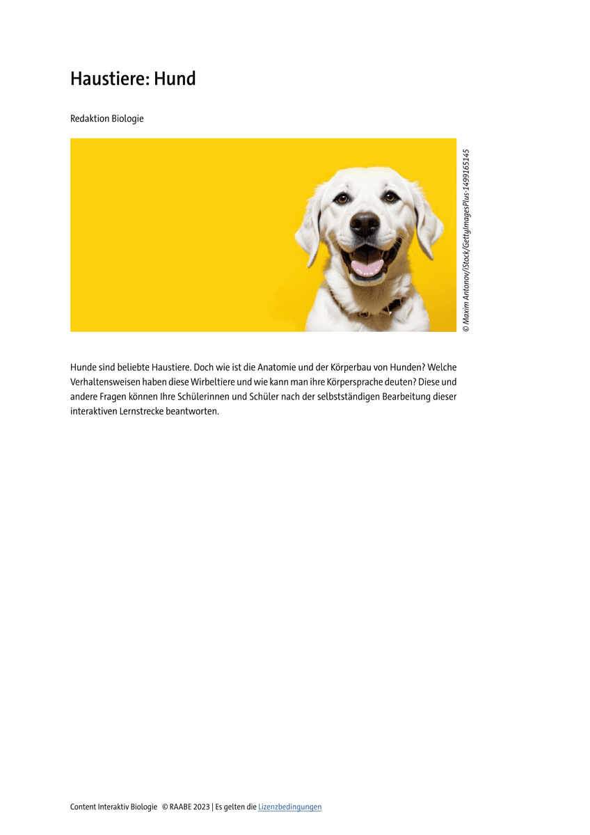 Lernen & Üben: Lebensweise & Verhalten des Haustiers Hund Lernen & Üben: Lebensweise & Verhalten des Haustiers Hund