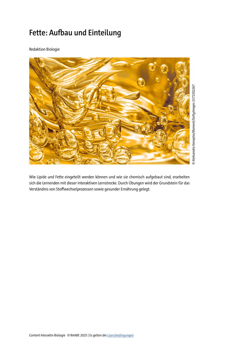 Fette: Aufbau und Einteilung Fette: Aufbau und Einteilung