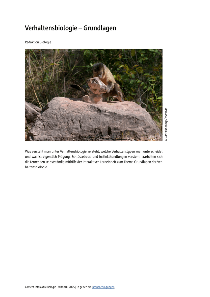 Verhaltensbiologie – Grundlagen Verhaltensbiologie – Grundlagen
