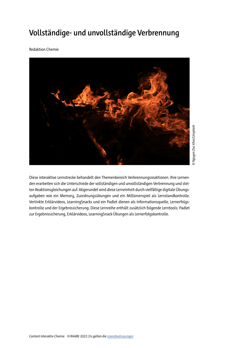 Vollständige- und unvollständige Verbrennung Vollständige- und unvollständige Verbrennung