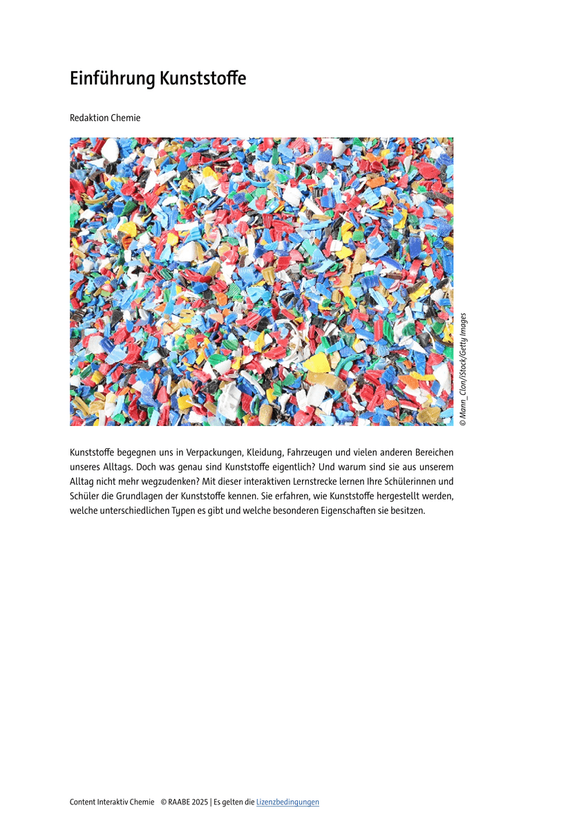 Lernen & Üben: Einführung Kunststoffe Lernen & Üben: Einführung Kunststoffe