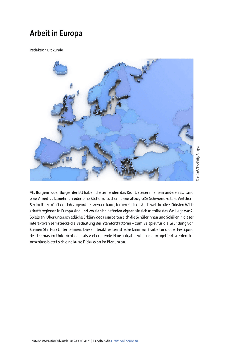Lernen & Üben: Arbeit in Europa Lernen & Üben: Arbeit in Europa
