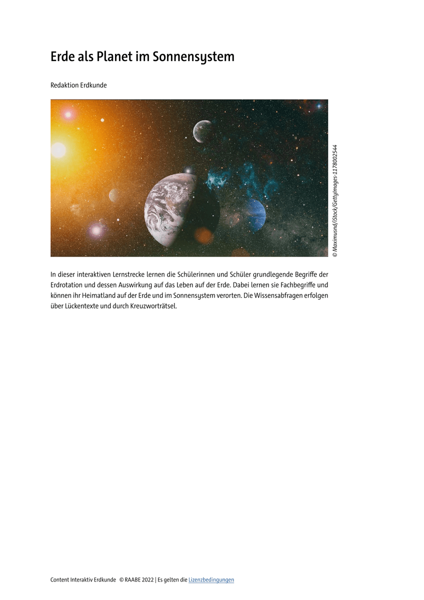 Lernen & Üben: Erde als Planet im Sonnensystem Lernen & Üben: Erde als Planet im Sonnensystem