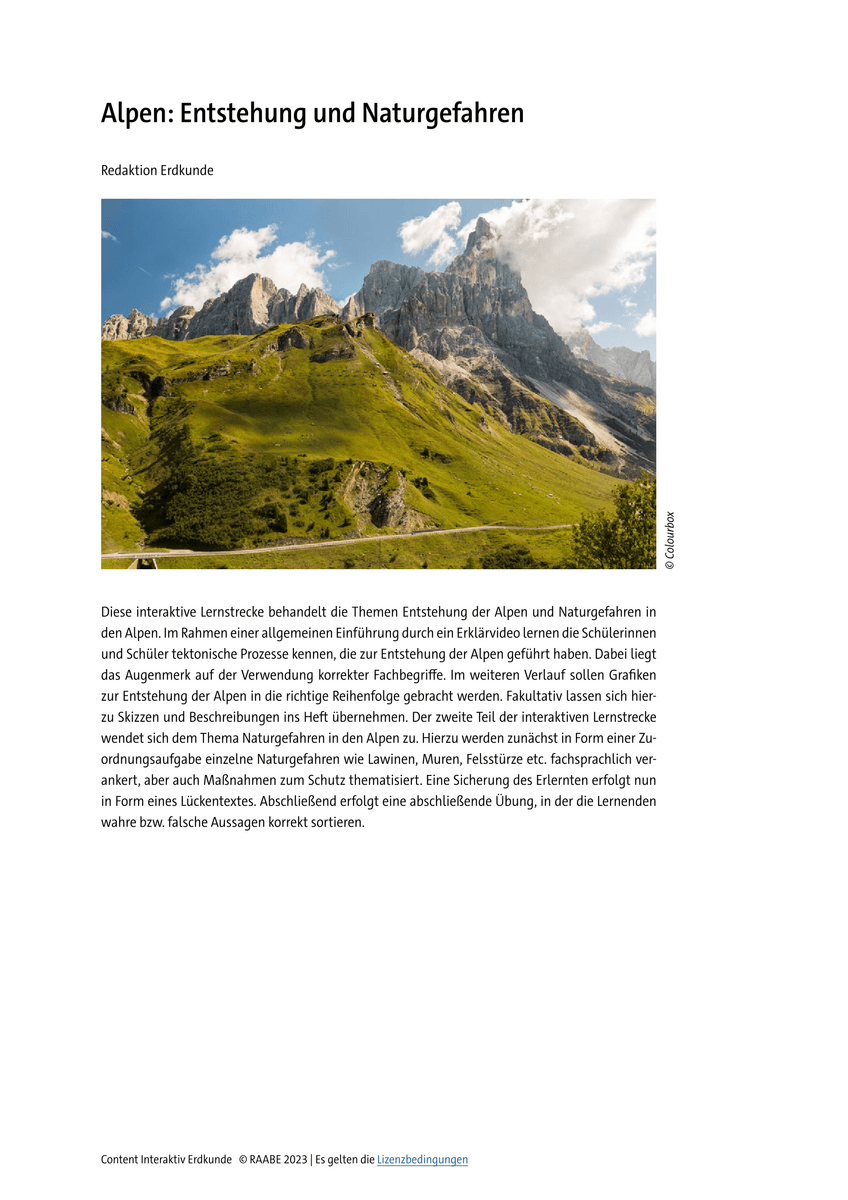 Lernen & Üben: Alpen – Entstehung und Naturgefahren Lernen & Üben: Alpen – Entstehung und Naturgefahren