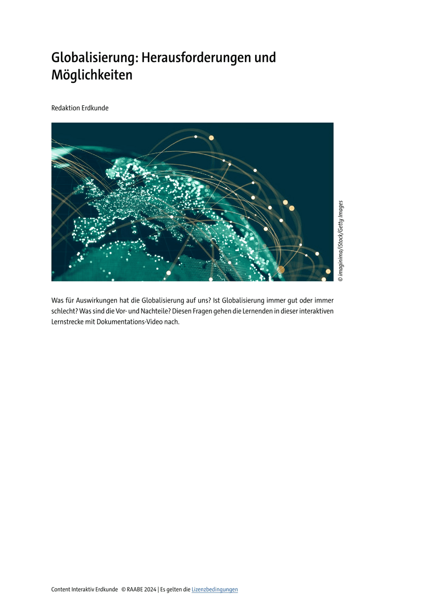 Lernen & Üben: Globalisierung – Herausforderungen und Möglichkeiten Lernen & Üben: Globalisierung – Herausforderungen und Möglichkeiten