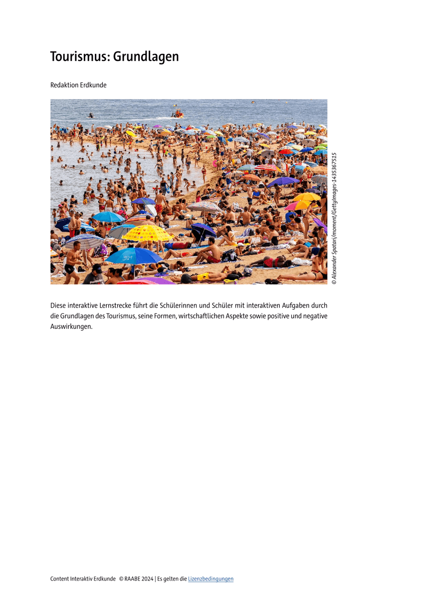 Lernen & Üben: Tourismus – Grundlagen Lernen & Üben: Tourismus – Grundlagen