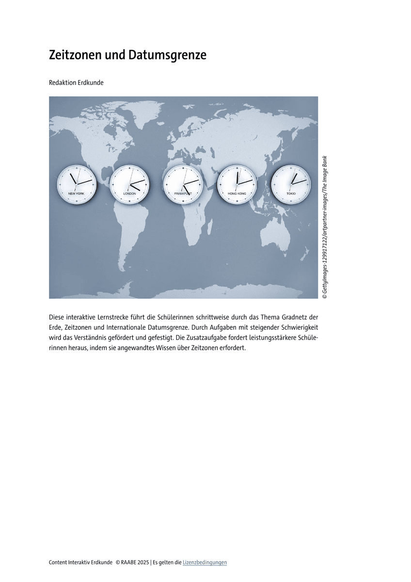 Lernen & Üben: Zeitzonen und Datumsgrenze Lernen & Üben: Zeitzonen und Datumsgrenze