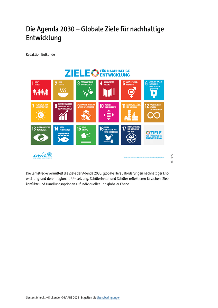 Die Agenda 2030 – Globale Ziele für nachhaltige Entwicklung Die Agenda 2030 – Globale Ziele für nachhaltige Entwicklung