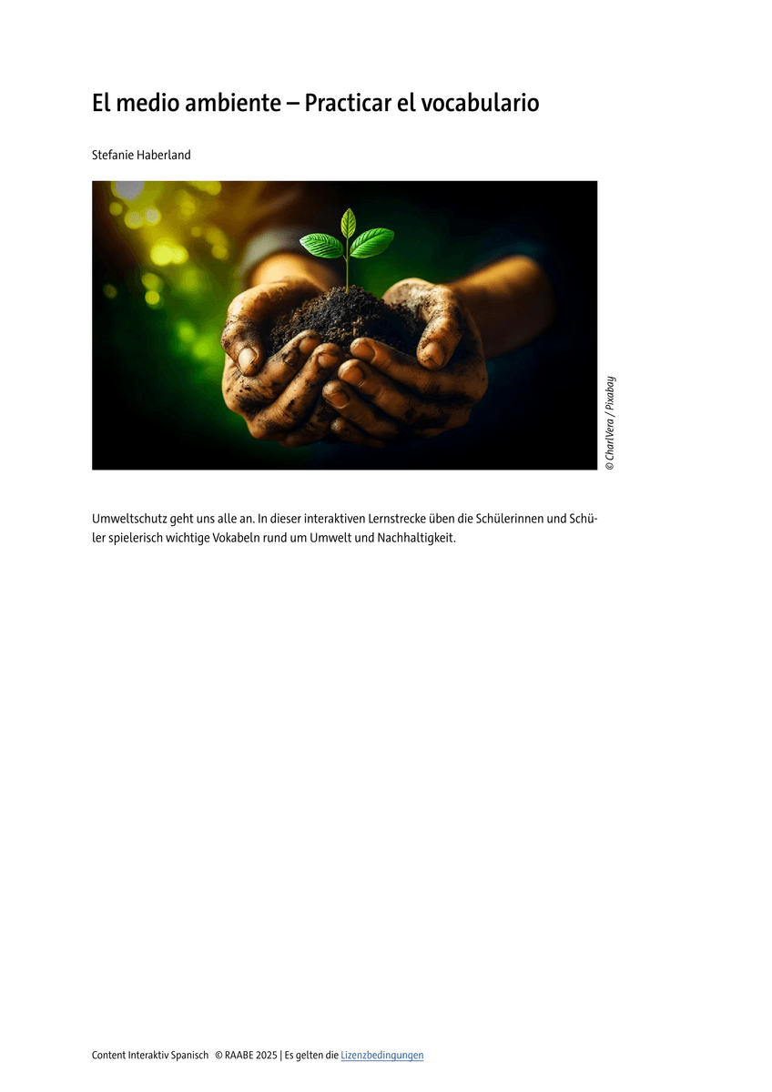 El medio ambiente – Practicar el vocabulario El medio ambiente – Practicar el vocabulario