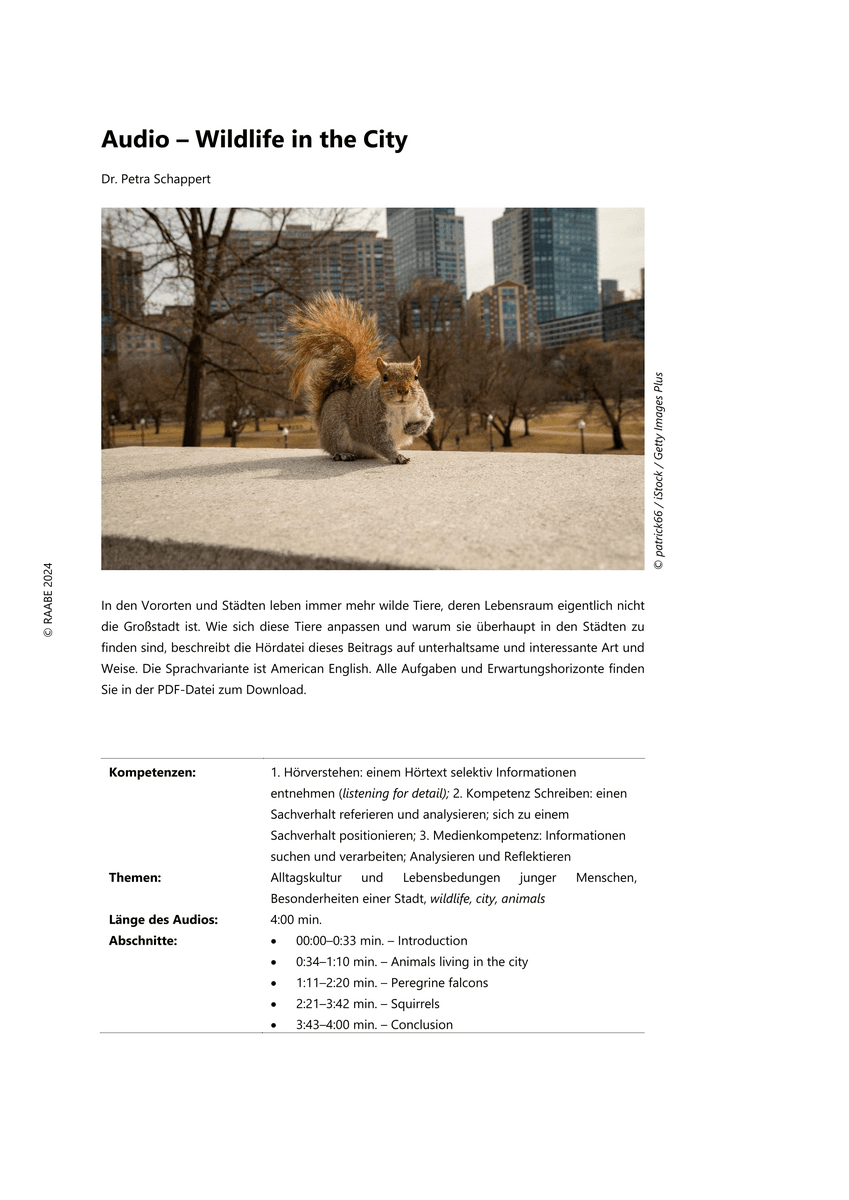 Listening: Wildlife in the city Listening: Wildlife in the city