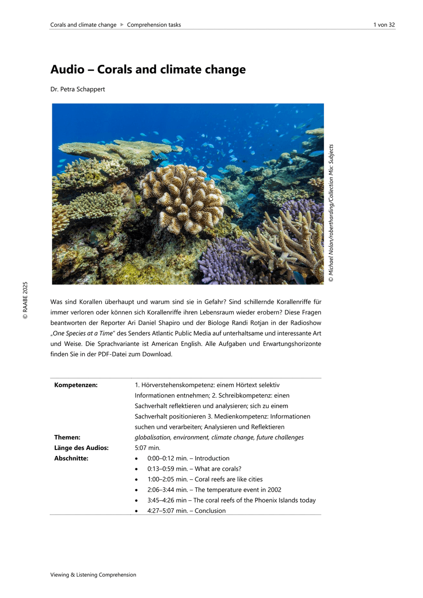 Listening: Corals and climate change Listening: Corals and climate change