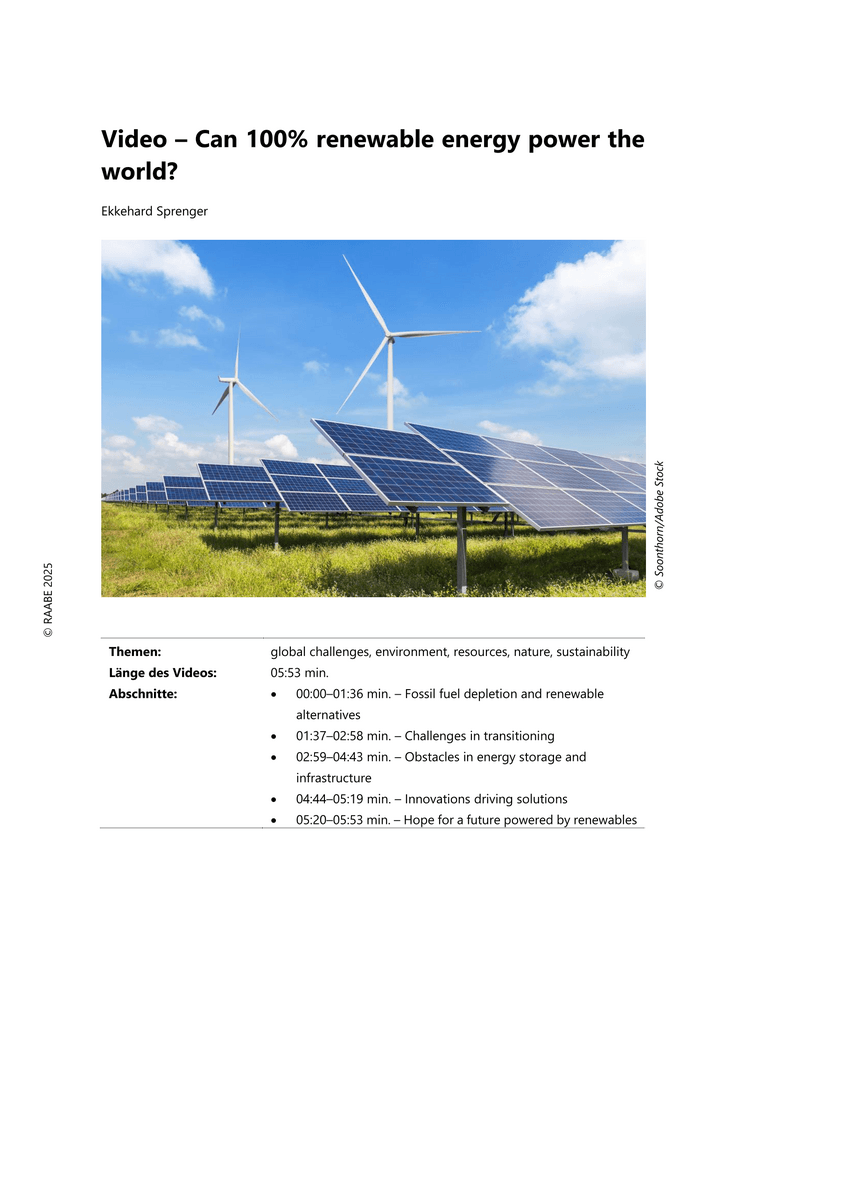 Viewing: Can 100% renewable energy power the world? Viewing: Can 100% renewable energy power the world?