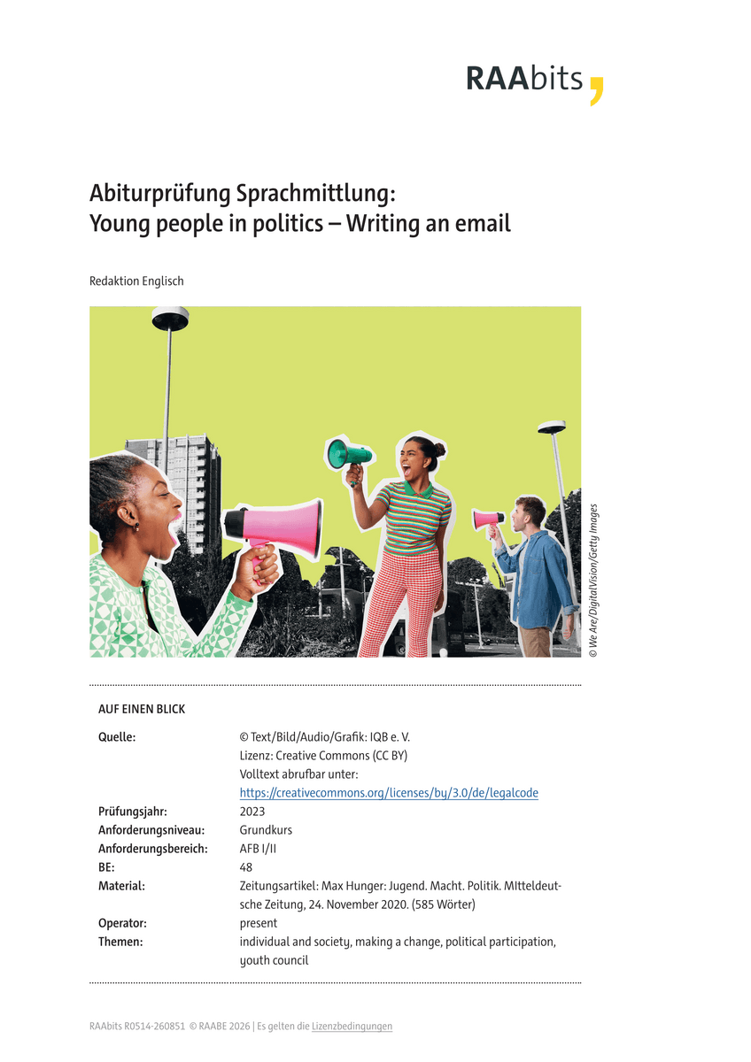 Abiturprüfung Sprachmittlung: Young people in politics Abiturprüfung Sprachmittlung: Young people in politics