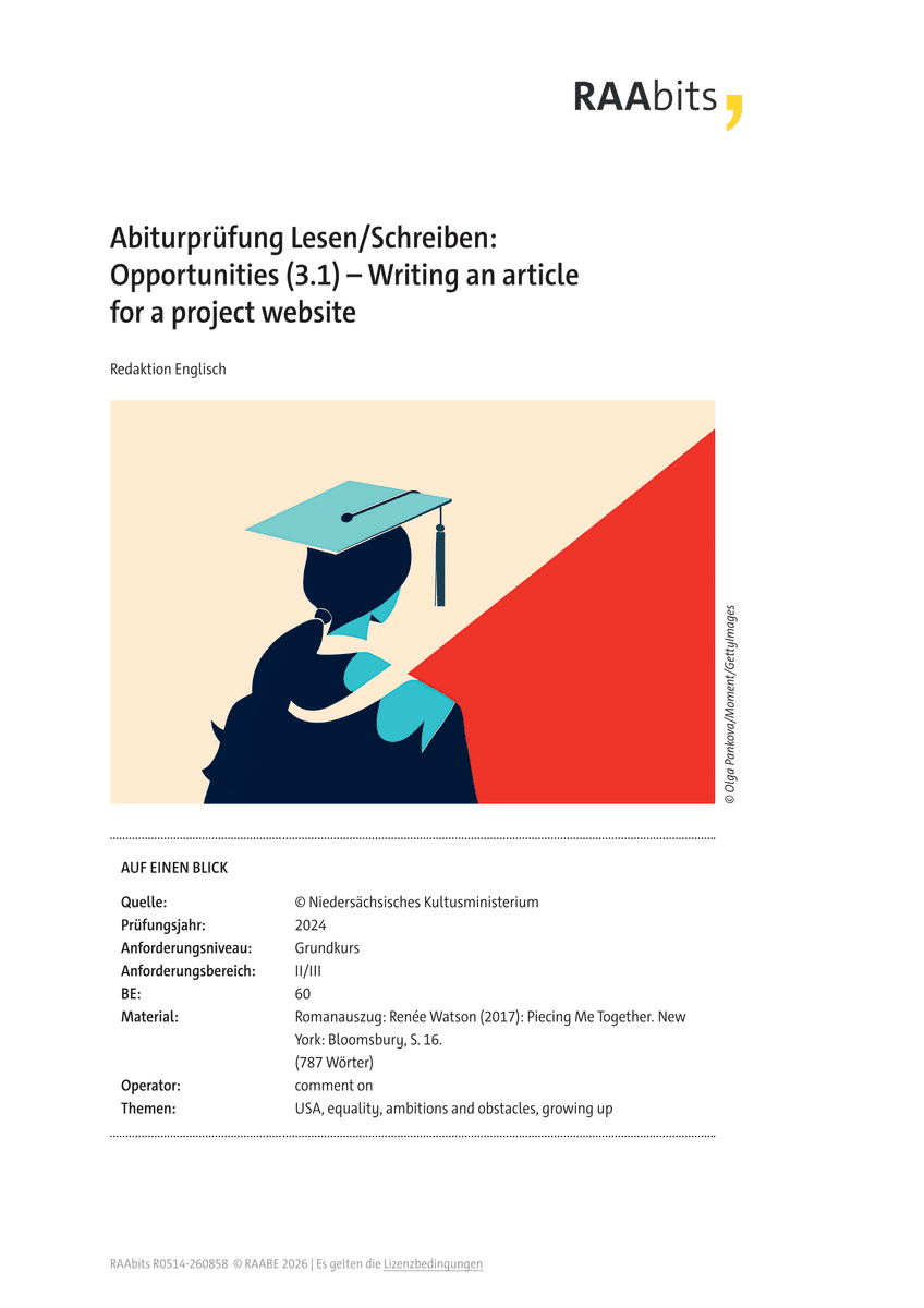 Abiturprüfung Lesen/Schreiben: Opportunities (3.1) Abiturprüfung Lesen/Schreiben: Opportunities (3.1)