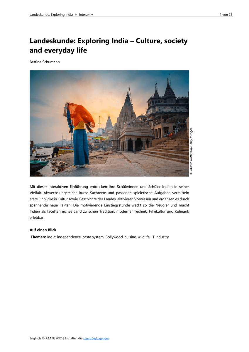 Landeskunde: Exploring India Landeskunde: Exploring India