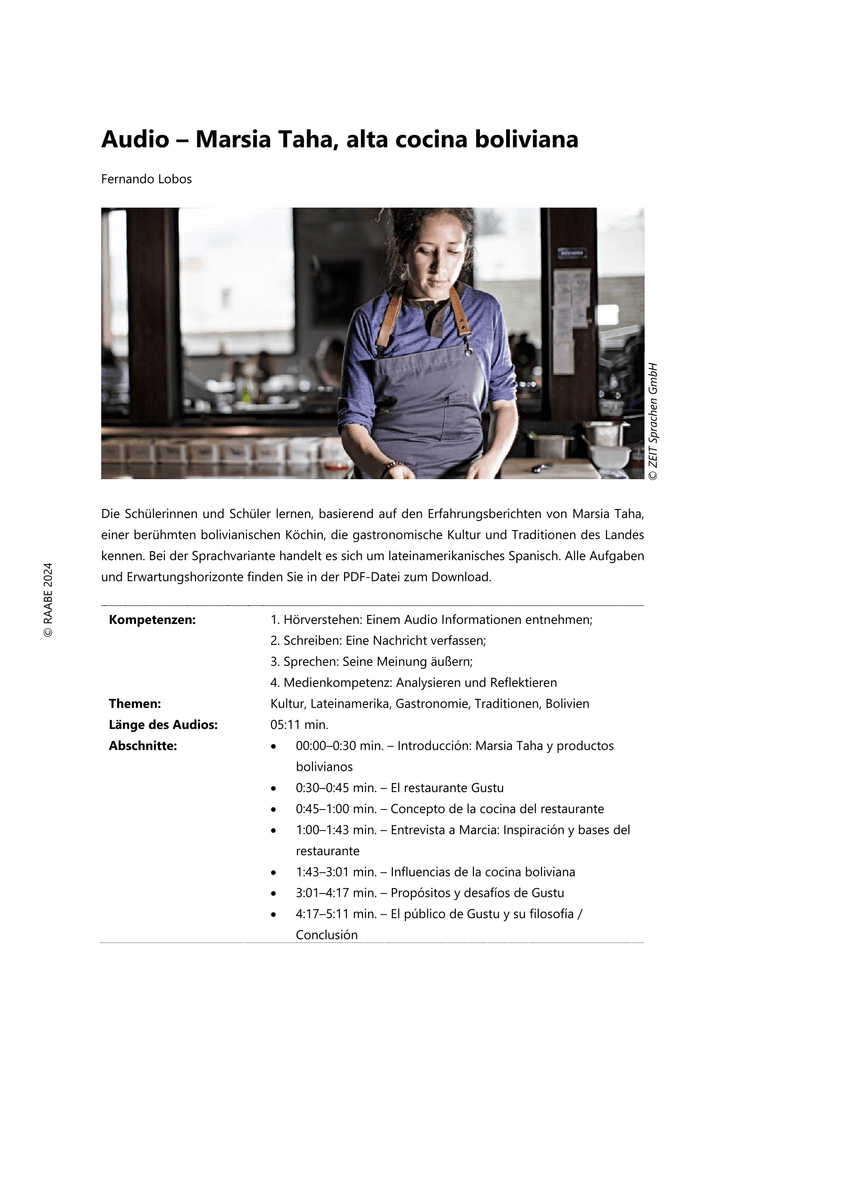 Audio: Marsia Taha, alta cocina boliviana Audio: Marsia Taha, alta cocina boliviana