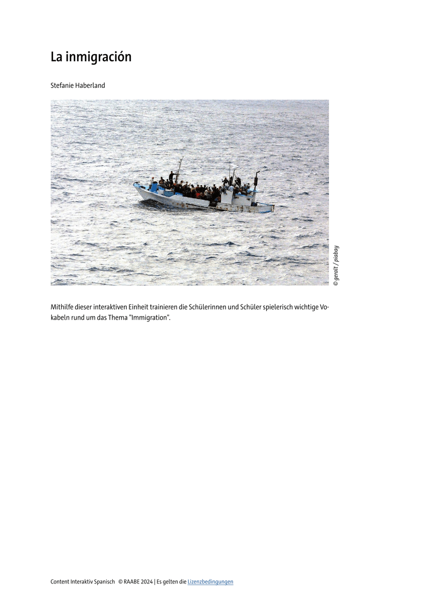 Wortschatz: La inmigración Wortschatz: La inmigración