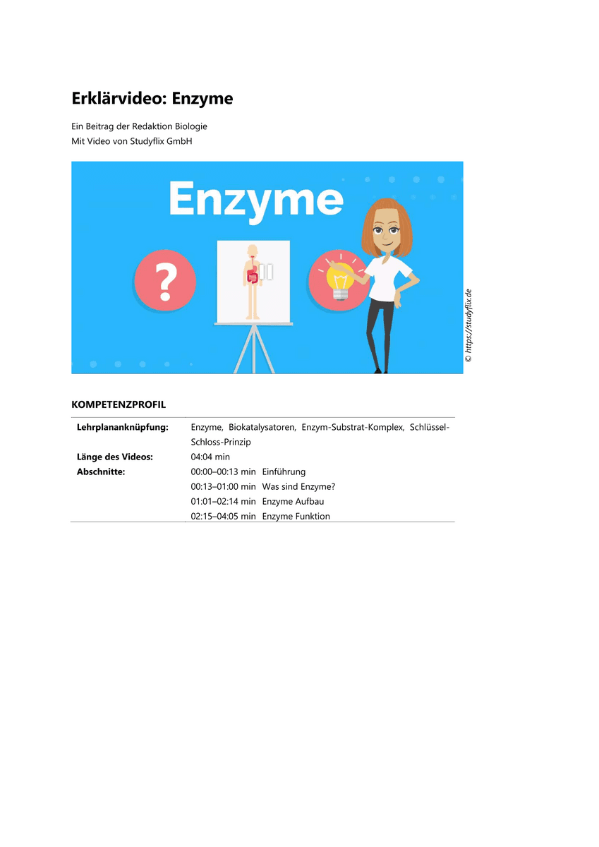 Erklärvideo: Enzyme Erklärvideo: Enzyme