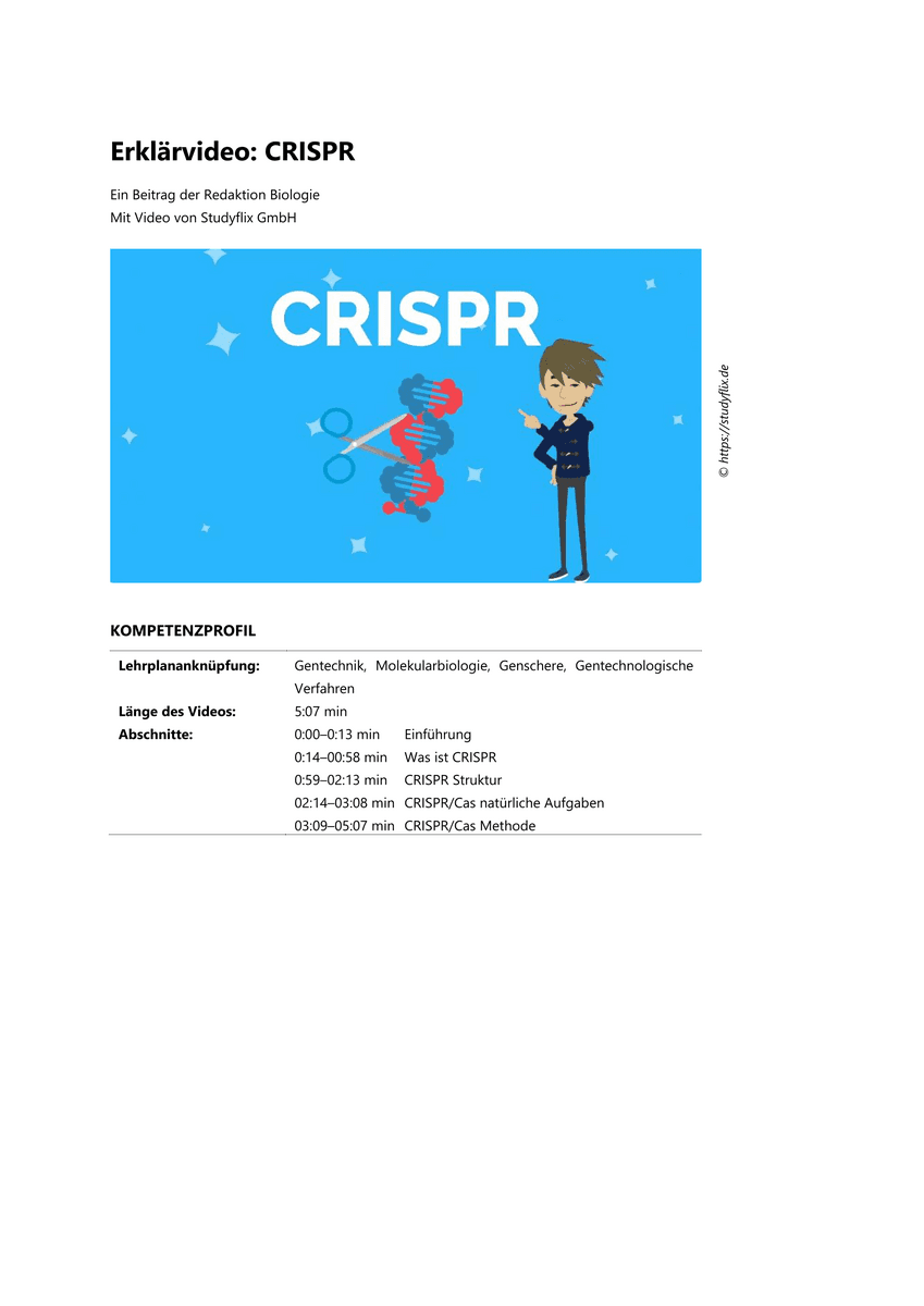 Lernen & Üben: Das CRISPR/Cas-System Lernen & Üben: Das CRISPR/Cas-System