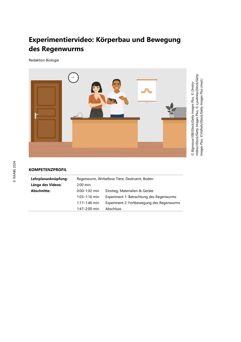 Experiment: Körperbau und Bewegung des Regenwurms Experiment: Körperbau und Bewegung des Regenwurms