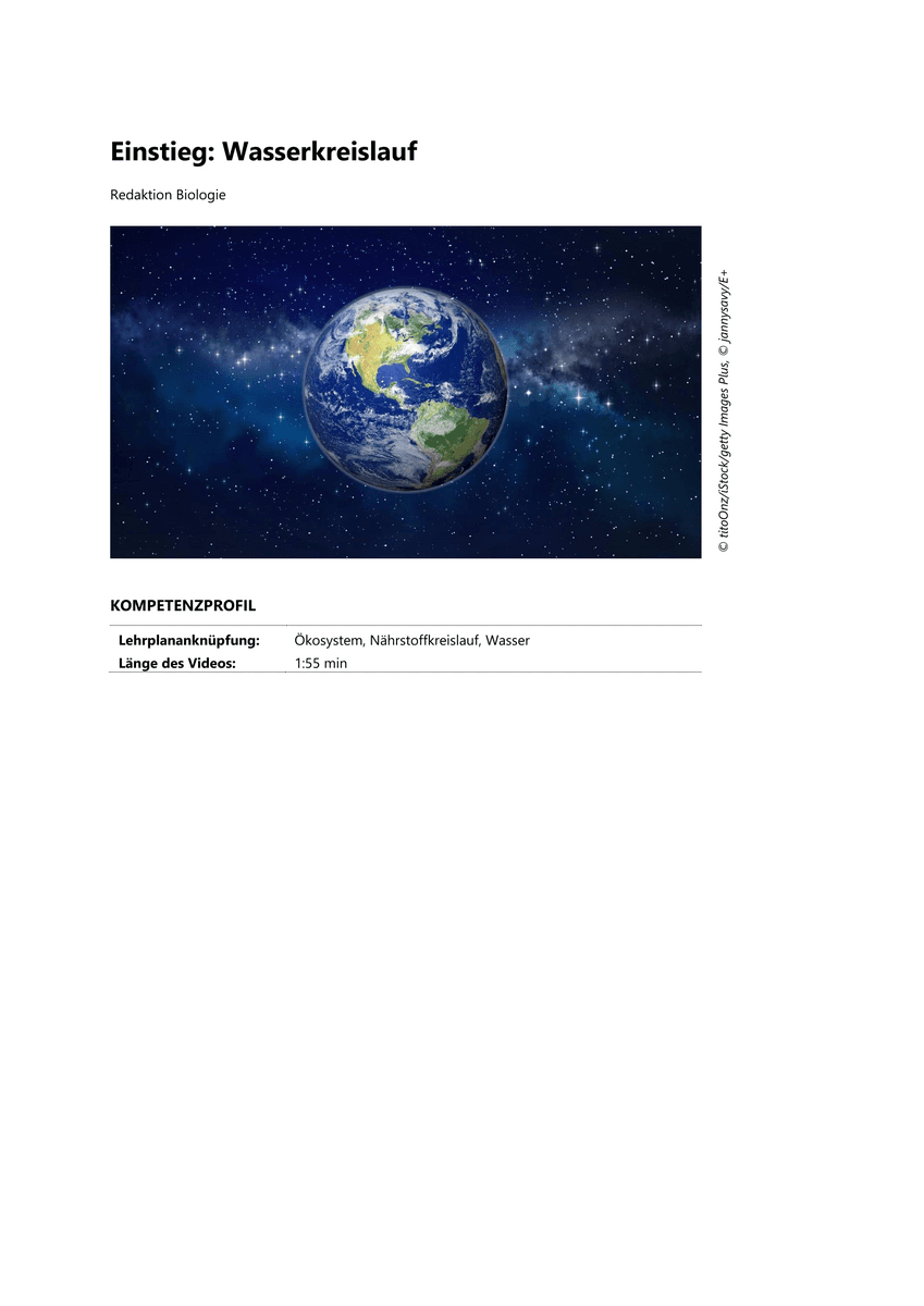 Einstieg: Wasserkreislauf Einstieg: Wasserkreislauf