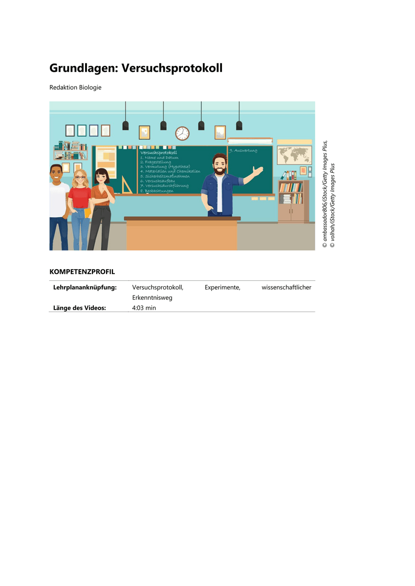 Lernen & Üben: Erstellen eines Versuchsprotokolls Lernen & Üben: Erstellen eines Versuchsprotokolls