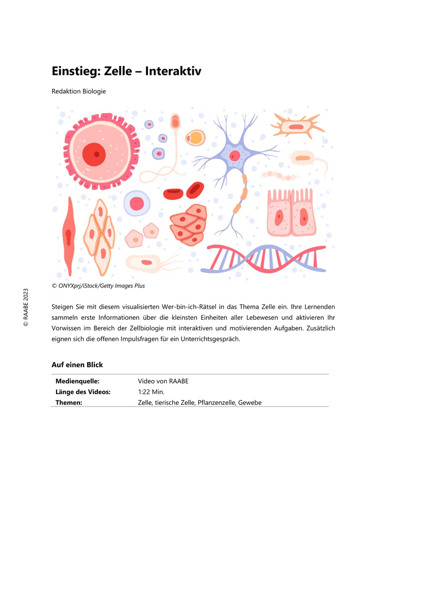 Einstieg: Zelle Einstieg: Zelle