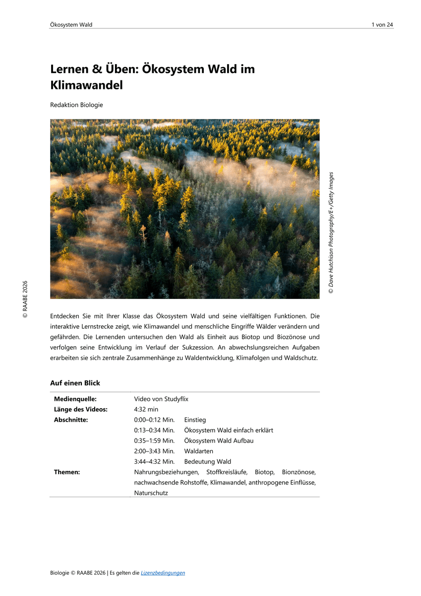 Lernen & Üben: Ökosystem Wald im Klimawandel Lernen & Üben: Ökosystem Wald im Klimawandel