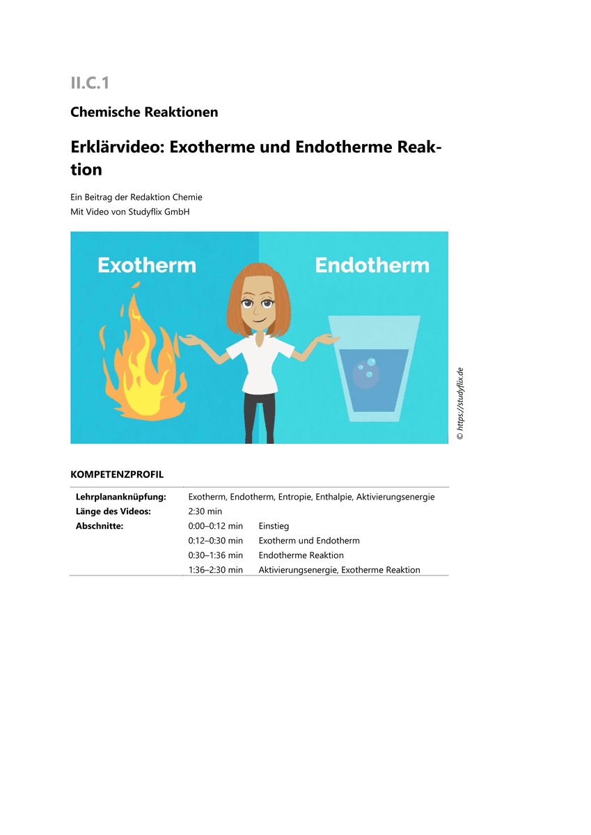 Lernen & Üben: Exotherme und endotherme Reaktion Lernen & Üben: Exotherme und endotherme Reaktion